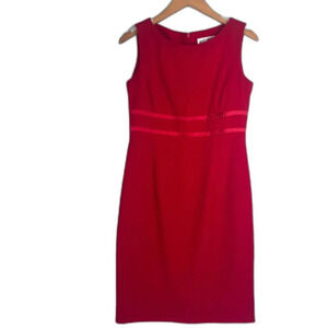 Julian Taylor Power Red Sleeveless Sheath‎ Dress with Bow Detail Size 6